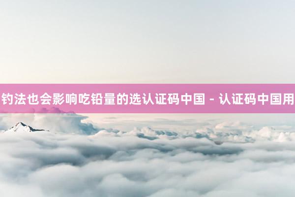 钓法也会影响吃铅量的选认证码中国 - 认证码中国用